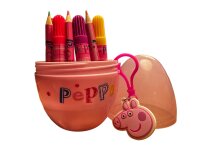 Peppa Pig Peppa Wutz 15-teiliges Schreibwarenset Kreativset, Malset Marker Kinder Geschenke für Mädchen und Jungen Schlüsselanhänger