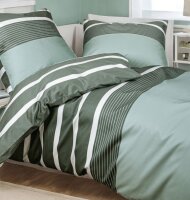 Janine Mako Satin 2 teilig Bettbezug 155 x 220 cm Kopfkissenbezug 80 x 80 cm  J. D. 8468-06 grün grau