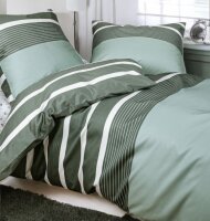 Janine Mako Satin 2 teilig Bettbezug 155 x 220 cm Kopfkissenbezug 80 x 80 cm  J. D. 8468-06 grün grau