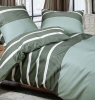 Janine Mako Satin 2 teilig Bettbezug 155 x 220 cm Kopfkissenbezug 80 x 80 cm  J. D. 8468-06 grün grau