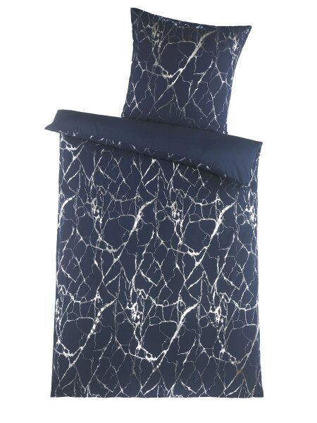 stofftraum Mikrofaser Bettwäsche 135 x 200 cm Bettbezug Kopfkissenbezug 80 x 80 cm metallic print Marble Silber