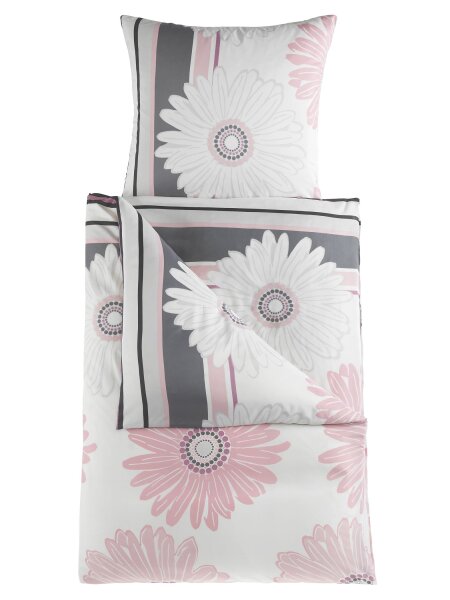 Optidream Mikrofaser Bettwäsche 135 x 200 cm Bettbezug Kopfkissenbezug 80 x 80 cm Gerbera rose
