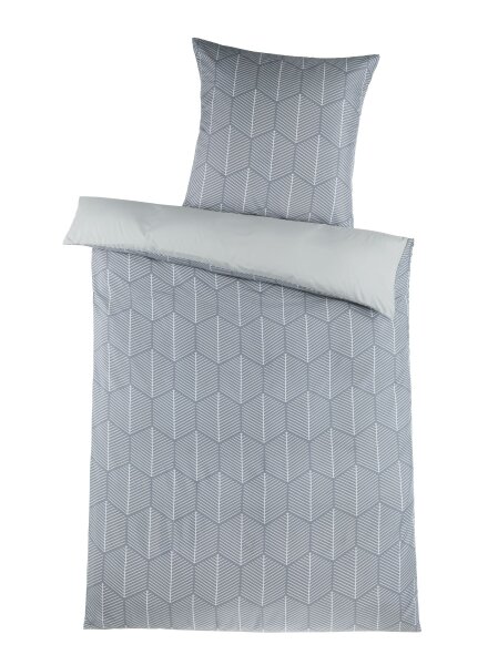 Optidream Mikrofaser Bettwäsche 135 x 200 cm Bettbezug Kopfkissenbezug 80 x 80 cm Raute silber Wende