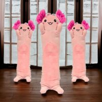Axolotl Kuscheltier Kissen rosa pink Figur Plüsch 63 cm Plüsch Kuschelkissen Zuglufttier