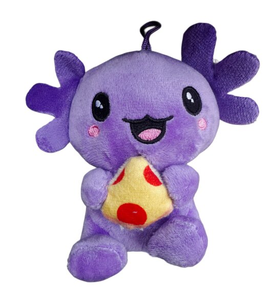 Axolotl Kuscheltier Echse Molch Figur Plüsch 12 cm Plüsch lila Pizza