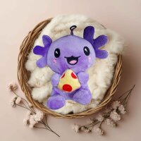 Axolotl Kuscheltier Echse Molch Figur Plüsch 12 cm Plüsch lila Pizza