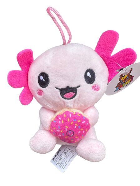 Axolotl Kuscheltier Echse Molch Figur Plüsch 12 cm Plüsch rosa pink Donut