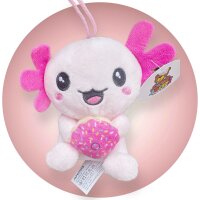 Axolotl Kuscheltier Echse Molch Figur Plüsch 12 cm Plüsch rosa pink Donut