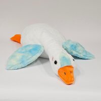 Ente Kuscheltier Kissen Figur Plüsch 42 cm Plüsch Kuschelkissen Flugente Gans weiß blau