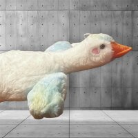 Ente Kuscheltier Kissen Figur Plüsch 42 cm Plüsch Kuschelkissen Flugente Gans weiß blau