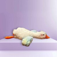 Ente Kuscheltier Kissen Figur Plüsch 42 cm Plüsch Kuschelkissen Flugente Gans weiß blau