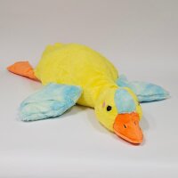Ente Kuscheltier Kissen Figur Plüsch 72 cm Plüsch Kuschelkissen Flugente Gans gelb blau