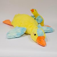 Ente Kuscheltier Kissen Figur Plüsch 72 cm Plüsch Kuschelkissen Flugente Gans gelb blau