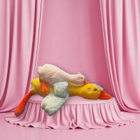 Ente Kuscheltier Kissen Figur Plüsch 72 cm Plüsch Kuschelkissen Flugente Gans weiß blau
