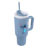 Thermobecher Stanley Cup Thermal Mug 1100 ml, Becher mit Deckel, Henkel und Strohhalm, Tumbler Lilo&Stitch blau