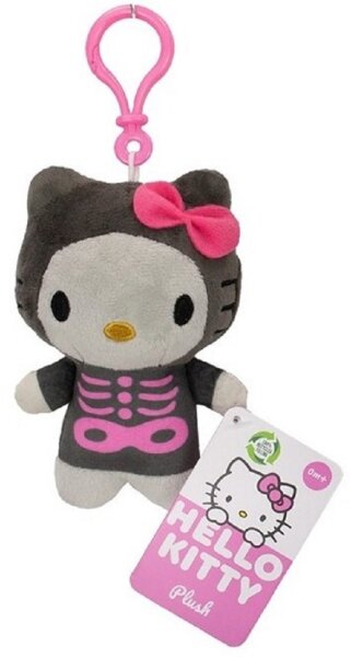 Hello Kitty Skelett Kuscheltier Plüschtier Bagclip XXL 12 cm Stofftier Anime Plush Stofftier Cute Plushie Halloween Weihnachten Geschenke für Kinder