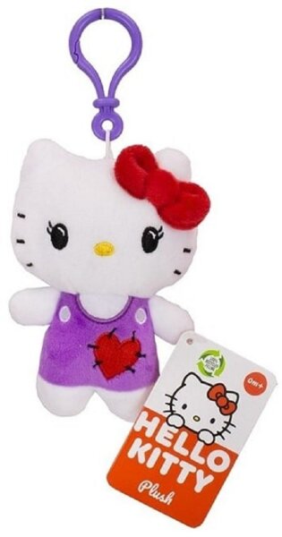 Hello Kitty lila Herz Kuscheltier Plüschtier Bagclip XXL 12 cm Stofftier Anime Plush Stofftier Cute Plushie Halloween Weihnachten Geschenke für Kinder