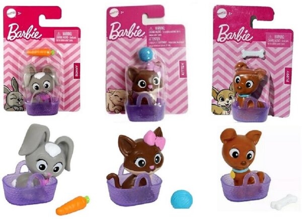Mini BarbieLand Mini-figuren Pets 3 sortiert 8x11,5cm Spielset Hase hund Katze unsortiert nicht wählbar