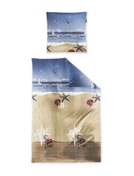 Irisette Seersucker Bettwäsche Set Easy 8163 1 Deckenbezug 135x200 cm + 1 Kissenbezug 80x80 cm blau