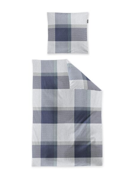 Irisette Seersucker Bettwäsche Set Easy 8575 1 Deckenbezug 140x200 cm + 1 Kissenbezug 90x70 cm blau