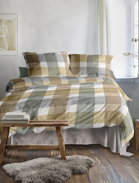 Irisette Edel-Feinbiber Bettwäsche Set Koala 8622 1 Deckenbezug 140x200 cm + 1 Kissenbezug 90x70 cm goldfarben