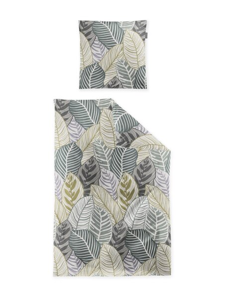 Irisette Edel-Feinbiber Bettwäsche Set Koala 8628 1 Deckenbezug 155x220 cm + 1 Kissenbezug 80x80 cm grün