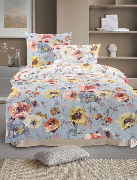 Irisette Lyocell-Satin Bettwäsche Set Lotus 8538 1 Deckenbezug 155x220 cm + 1 Kissenbezug 80x80 cm blau