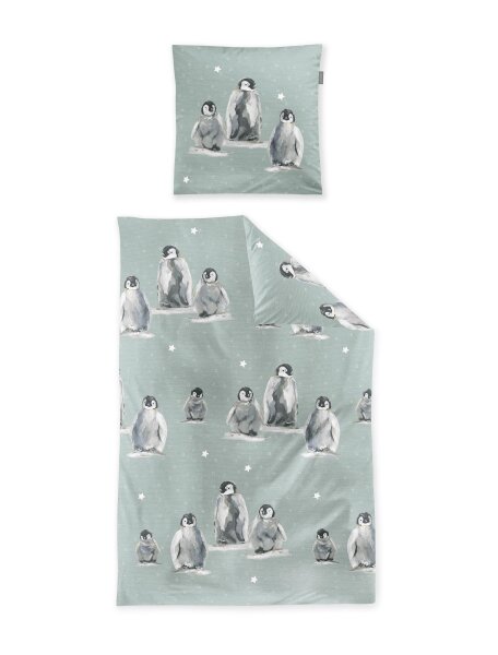 Irisette Feinbiber Bettwäsche Set Panda 8645 1 Deckenbezug 140x200 cm + 1 Kissenbezug 90x70 cm grün