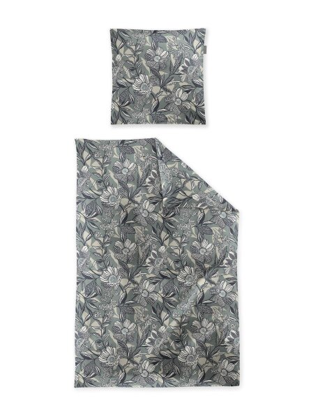 Irisette Mako-Satin Bettwäsche Set Wave 8585 1 Deckenbezug 135x200 cm + 1 Kissenbezug 80x80 cm grün