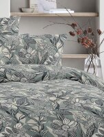 Irisette Mako-Satin Bettwäsche Set Wave 8585 1 Deckenbezug 135x200 cm + 1 Kissenbezug 80x80 cm grün