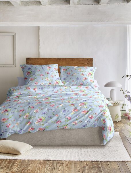 Irisette Mako-Satin Bettwäsche Set Wave 8591 1 Deckenbezug 140x200 cm + 1 Kissenbezug 90x70 cm blau