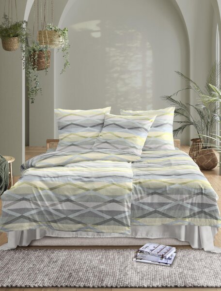 Irisette Mako-Satin Bettwäsche Set Wave 8610 1 Deckenbezug 140x200 cm + 1 Kissenbezug 90x70 cm grün