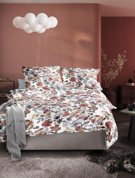 Irisette Mako-Satin Bettwäsche Set Wave 8623 1 Deckenbezug 155x220 cm + 1 Kissenbezug 80x80 cm rot