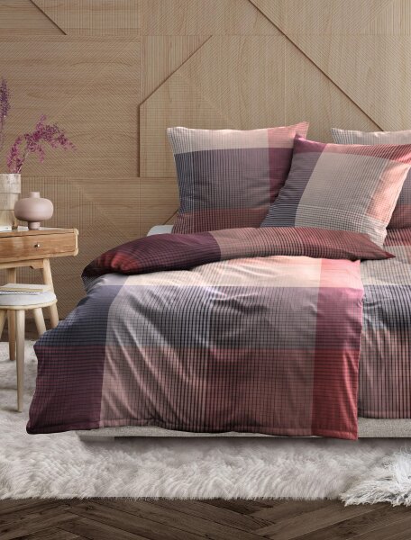 Irisette Mako-Satin Bettwäsche Set Wave 8637 1 Deckenbezug 155x220 cm + 1 Kissenbezug 80x80 cm rot