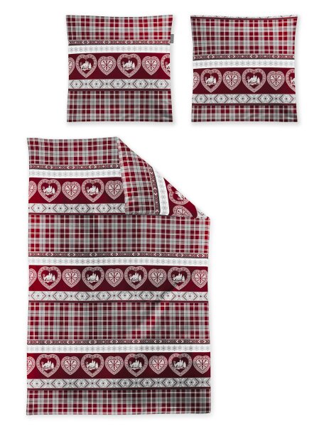Irisette Mako-Satin Bettwäsche Set Wave 8761 1 Deckenbezug 135x200 cm + 1 Kissenbezug 80x80 cm rot
