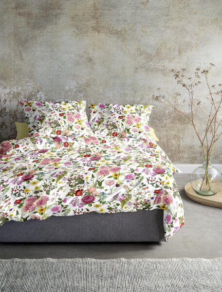 Irisette Mako-Satin Bettwäsche Set Wave 8885 1 Deckenbezug 155x200 cm + 1 Kissenbezug 80x80 cm weiß