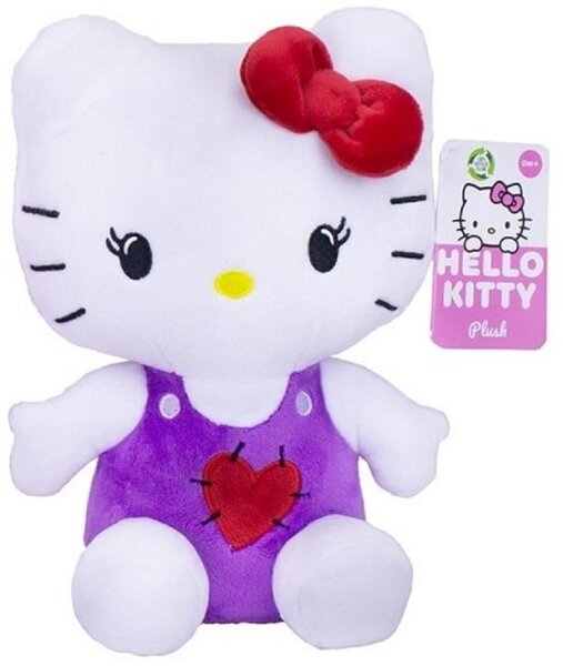 Kuschelige Hello Kitty Plüschfigur im lila Kleid ca. 23 cm