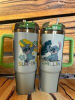 Stitch Thermobecher Edelstahl 900 ml mit Strohhalm