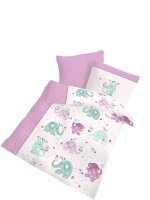 Dobnig Biber Kinderbettgarnitur rosa Elefanten-Motiv...