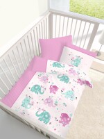 Dobnig Biber Kinderbettgarnitur rosa Elefanten-Motiv...