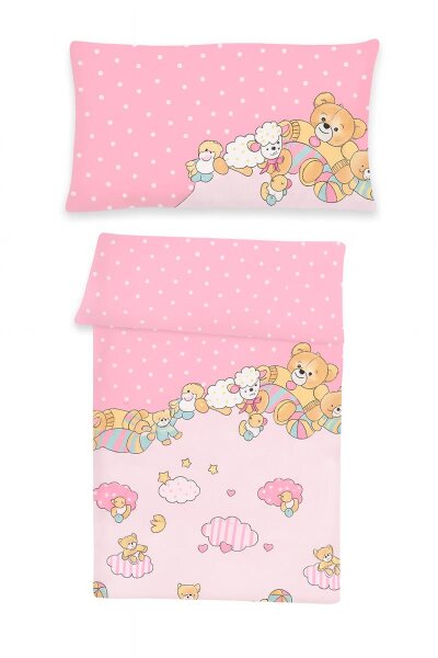 Dobnig Renforcé Kinderbettwäsche 2tlg. 100x135 cm Teddybär rosa