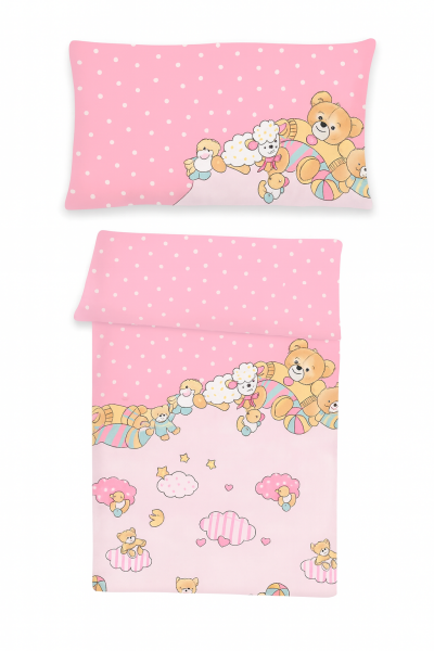 Dobnig Renforcé Kinderbettwäsche 2tlg. 100x135 cm Teddybär rosa