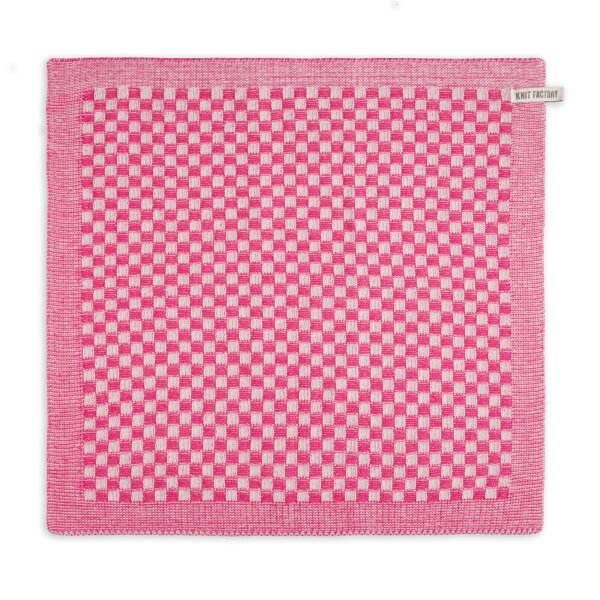 Knit Factory Küchentuch Cubes Ecru Fuchsia 50x50 cm Kariert