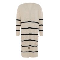 Knit Factory Bibi Lange Strickjacke Beige Schwarz Mit...