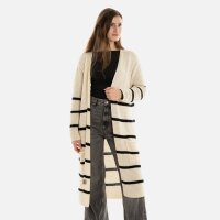 Knit Factory Bibi Lange Strickjacke Beige Schwarz Mit Taschen 36/38 Gestreift