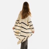 Knit Factory Bibi Lange Strickjacke Beige Schwarz Mit Taschen 36/38 Gestreift