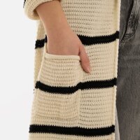 Knit Factory Bibi Lange Strickjacke Beige Schwarz Mit Taschen 36/38 Gestreift