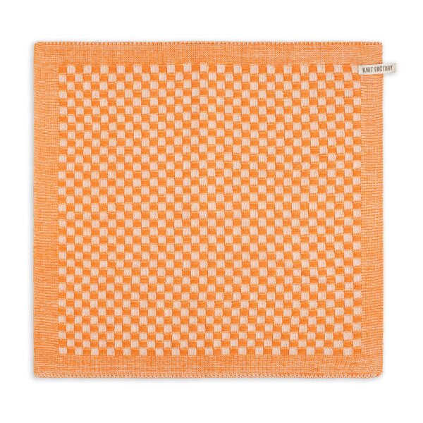 Knit Factory Küchentuch Cubes Ecru Orange 50x50 cm Kariert
