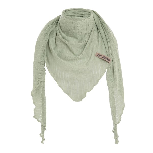 Knit Factory Jose Dreieckstuch Sage Green 190x85 cm Gestreift