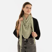 Knit Factory Jose Dreieckstuch Sage Green 190x85 cm Gestreift
